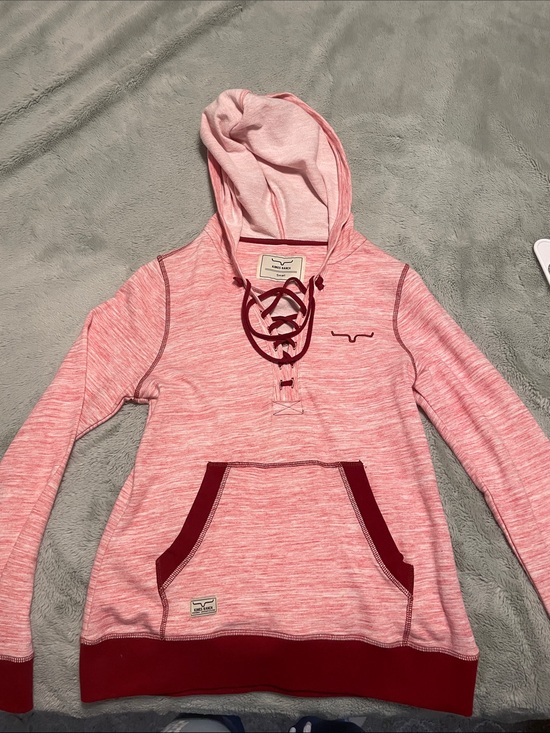 Kimes Ranch Jackets & Blazers - Kimes Ranch Pink Lace-Up Hoodie with Burgundy Trim